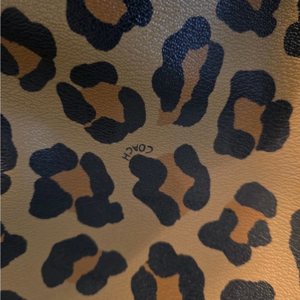 Coach Brown and Black Leopard Print City Tote - Picture 4 of 8